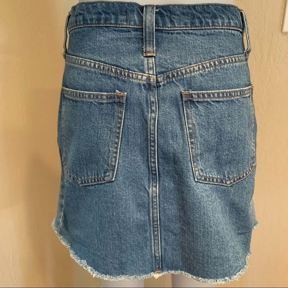 MADEWELL Denim Panel Frayed Hem 5 Pocket Skirt 100% Cotton - Picture 9 of 15